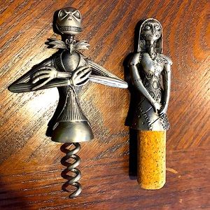 NIGHTMARE BEFORE CHRISTMAS JACK SKELLINGTON SALLY CORKSCREW CORK WINE SET PEWTER